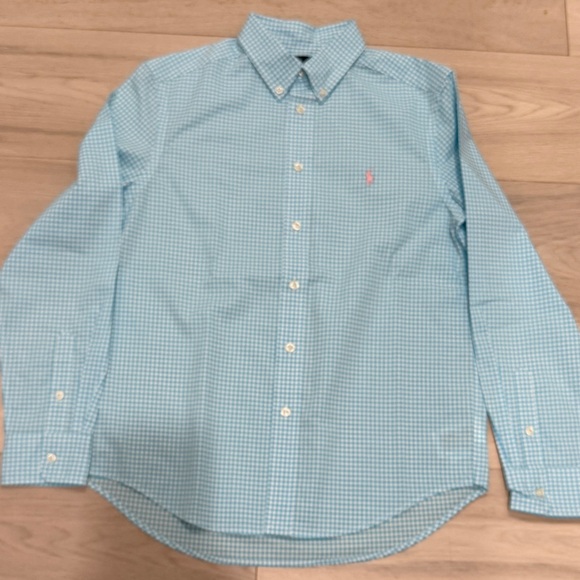 Ralph Lauren Light Blue Gingham Shirt (Size L, 14-16) - Picture 2 of 6